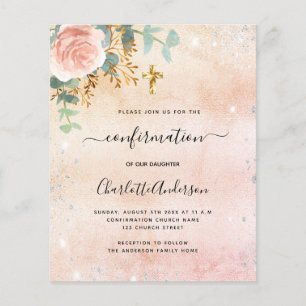 Confirmation rose invitation à l'eucalyptus floral