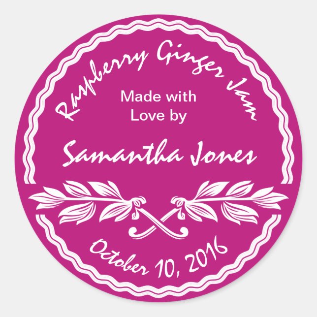 Confiture classique Étiquette rose et blanc / Jell (Devant)