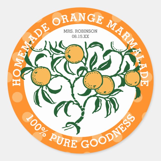 Confiture de marmelade d'orange maison | Étiquette (Devant)