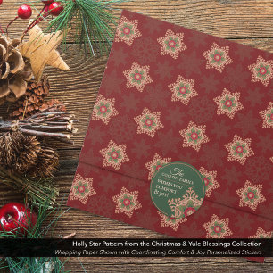 Confort et joie Holly Star Stickers personnalisés