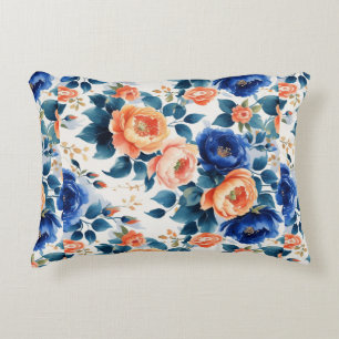 Confortable Coussin bleu Accent avec motif floral