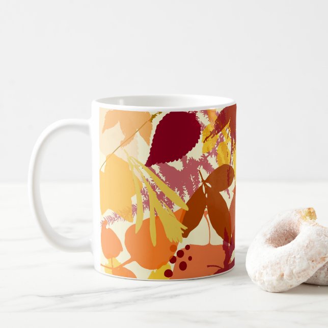 Confortable Feuilles d'automne Motif Mug (Avec donut)