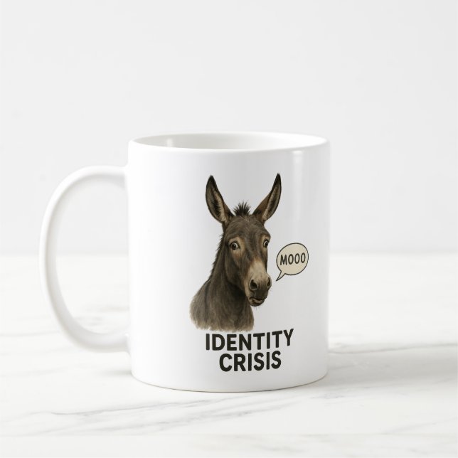 Confused Donkey Mug – “Moo”  (Gauche)