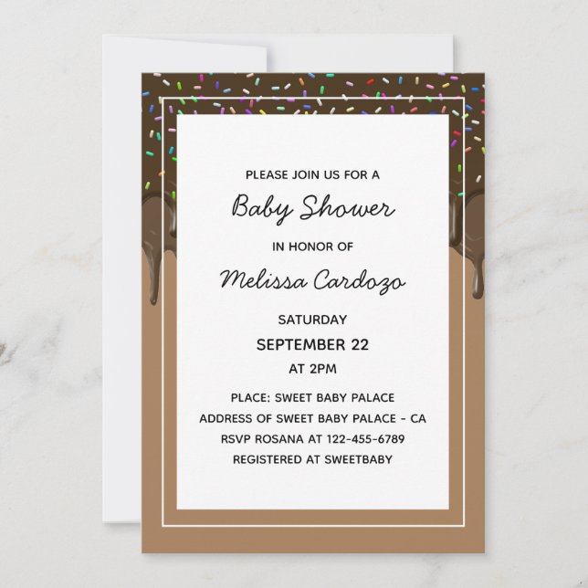 Confusion Chocolat Baby shower doux Invitation (Devant)