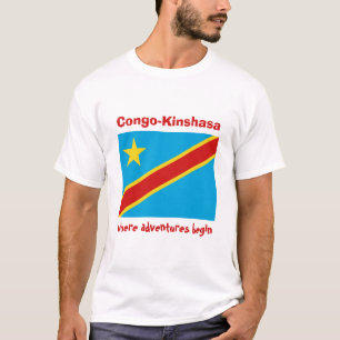 Congo-Kinshasa Drapeau + Carte + T-Shirt Texte