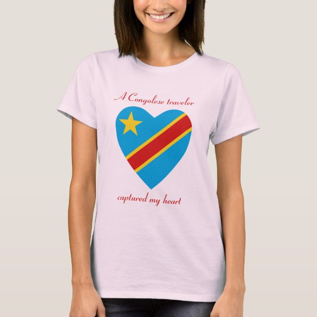 Congo-Kinshasa Drapeau T-Shirt Chéri(e) (Devant)