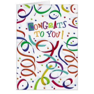 Congrats de confetti coloré personnalisable carte