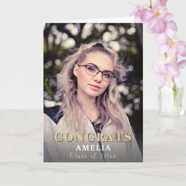 Congrats Modernes - Carte d'études photo complète (Orchidée)