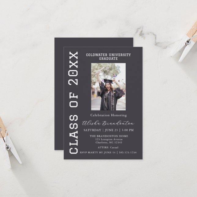 Congratulations Graduate Photo Party Invitation (Devant/Arrière en situation)