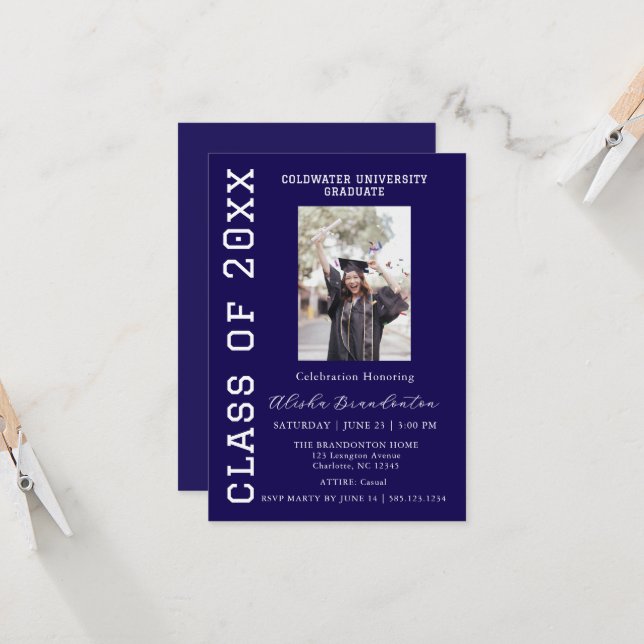 Congratulations Graduate Photo Party Invitation (Devant/Arrière en situation)