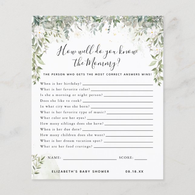 Connais La Maman | Jeu Baby shower (Devant)