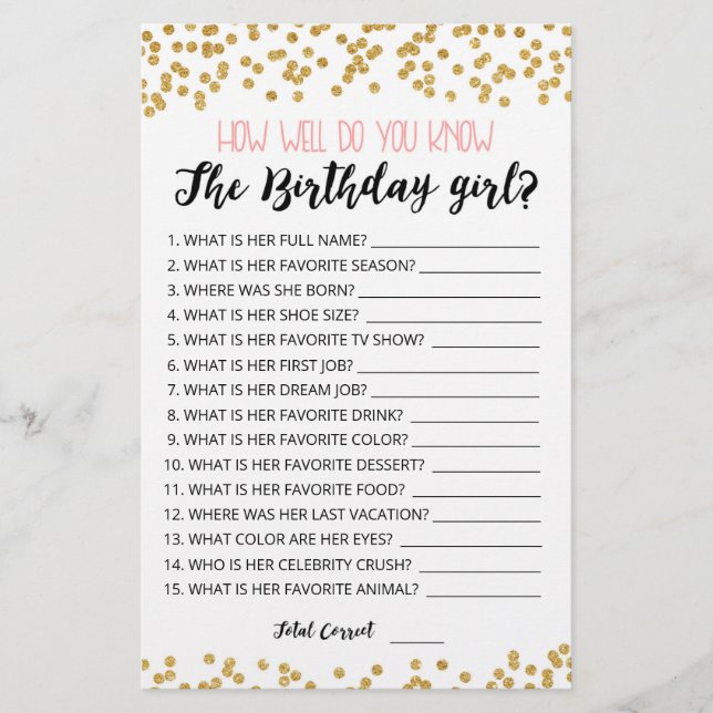 Connais-tu bien le jeu de fille anniversaire ? (Devant)