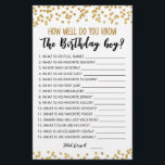 Connais-tu bien le jeu de garçon Anniversaire ?<br><div class="desc">Achetez ce jeu éditable et profitez de la haute qualité Que savez-vous bien la carte garçon Anniversaire pour votre événement! C'est un modèle de jeu,  Vous pouvez changer les questions comme vous le souhaitez! Confetti d'or.</div>