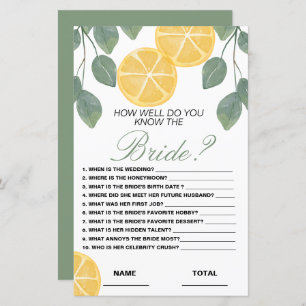 Connaissez bien la mariée Floral Bridal Game Lemon