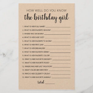 Connaissez-vous bien la fille qui fête son anniver