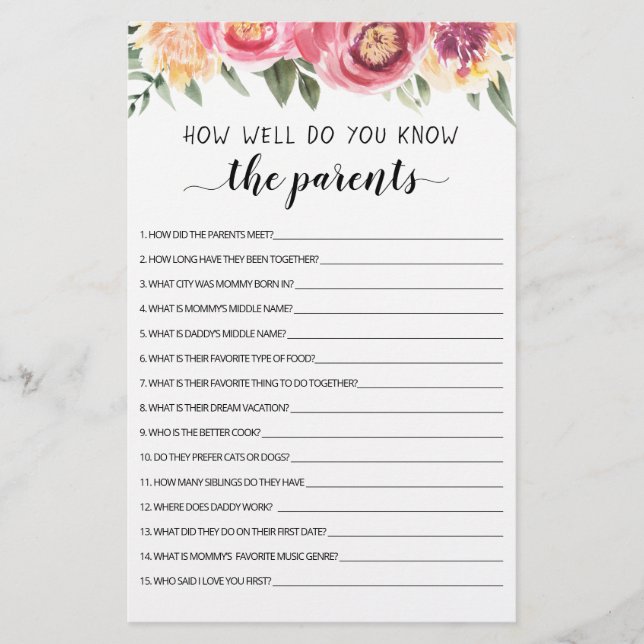 Connaissez-vous bien le jeu de la fête des Parents (Devant)