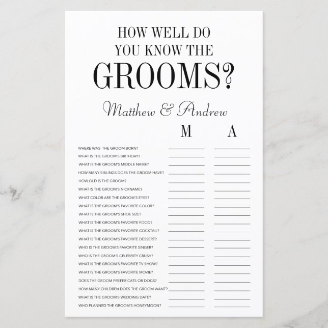 Connaissez-Vous Bien Les Grooms LGBTQ ? (Devant)