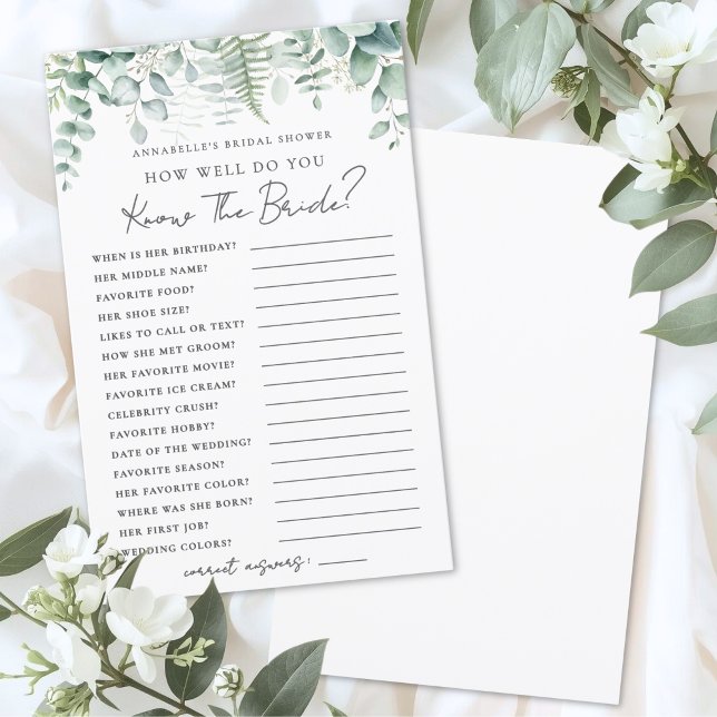 Connaissez-Vous La Mariée Jeu De Baby Shower (Do You Know The Bride Bridal Shower Game )