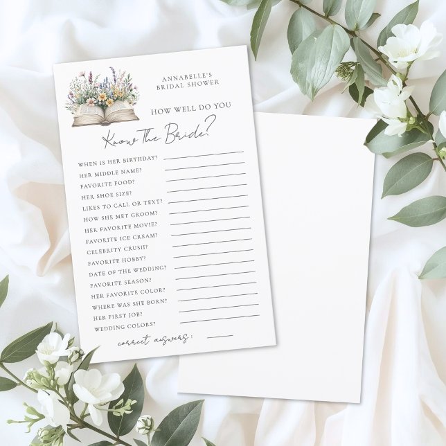 Connaître la mariée - Jeu pour la fête de douche d (Know The Bride Book Bridal Shower Game)