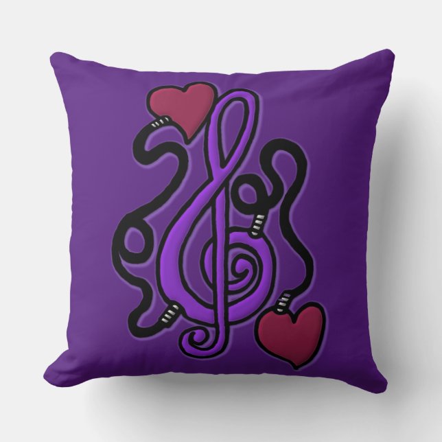 Connecté À Musique Reversible Purple Note Coussin (Recto)