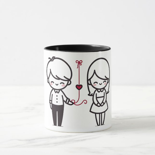 Connected by Love” Cute Couple Mug (Centre)