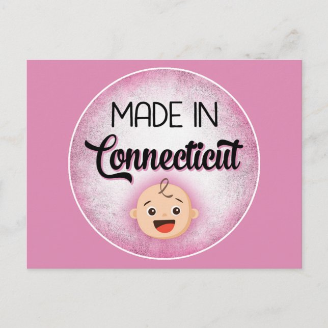 Connecticut Baby Funny Pink New Girl Carte postale (Devant)