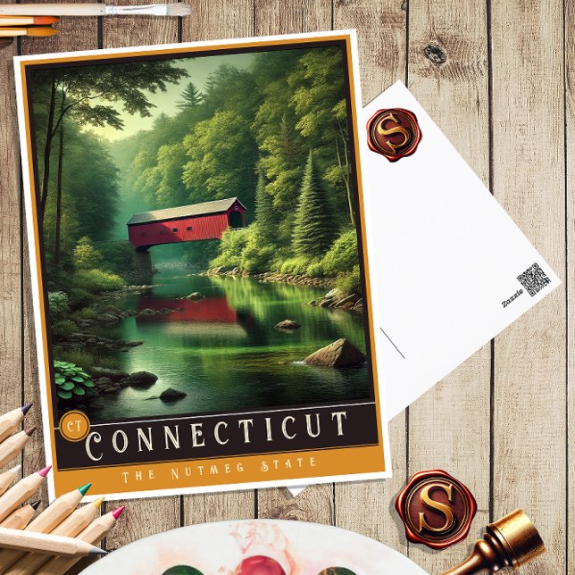 Connecticut | Carte postale État hyper-réaliste (Créateur téléchargé)
