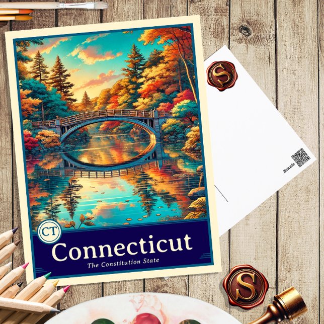 Connecticut | Carte postale ombragée style Anime (Créateur téléchargé)