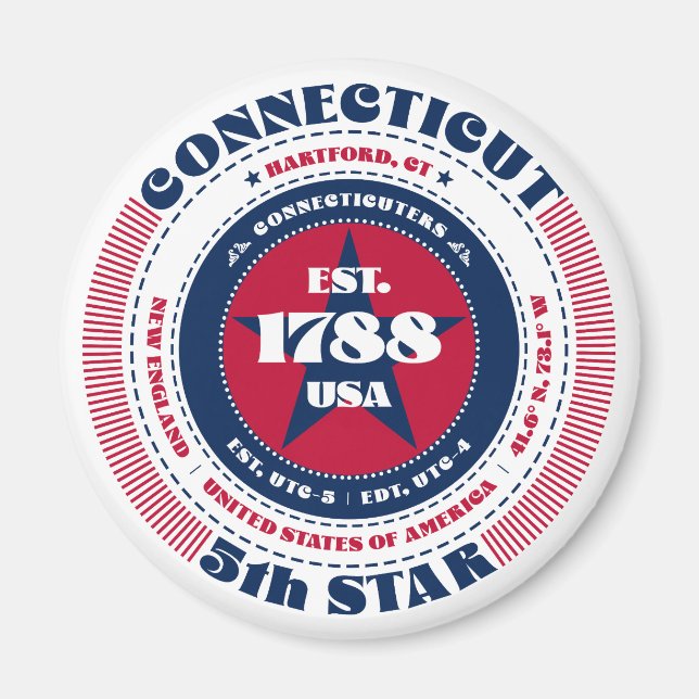Connecticut Circle Typographie Souvenir Magnet (Devant)