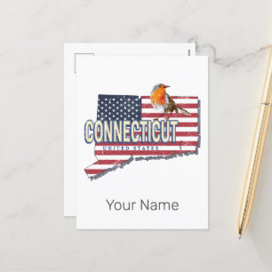 Connecticut États-Unis rétro carte d'état vintage