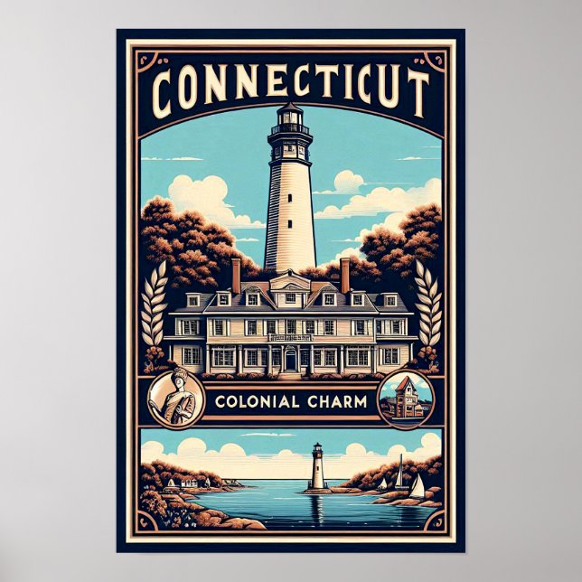 Connecticut Vintage Travel Poster (Devant)