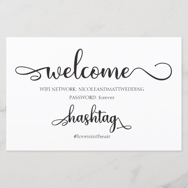 Connexion réseau Wifi Mariage noir blanc (Devant)