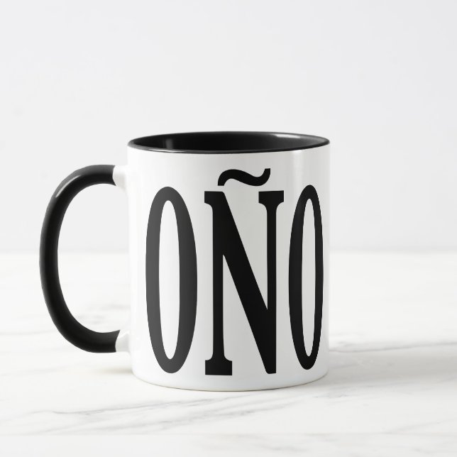 Coño Porcelain Mug - 11oz Black Rim Just Mangu It (Gauche)
