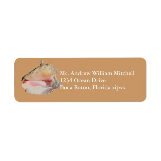 Conque bronzage Shell Étiquette D'adresse Retour