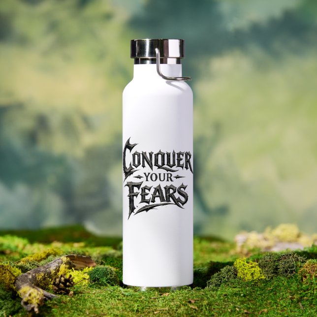 Conquérez vos peurs Bouteille d'eau motivationnell (Extérieur (pivotée))