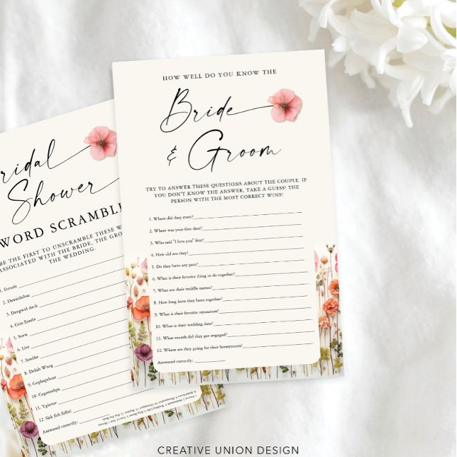 Conseil à la Fête des mariées Tea Party et jeu (Double Sided Bridal Shower Game)