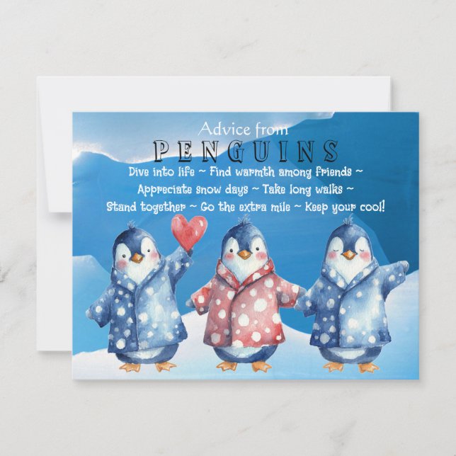 Conseil aquarelle de Penguins Carte de voeux plat (Devant)
