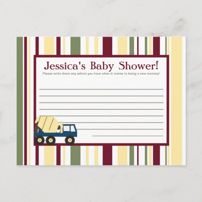 Conseil Baby shower de zone de construction Carte de conse (Devant)