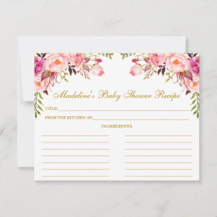 Conseil Baby shower Rose Blush Floral Recette Carte Or