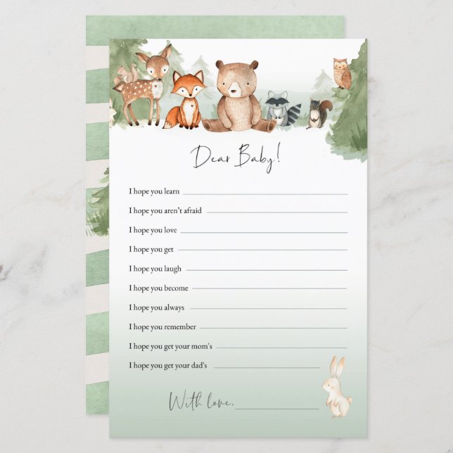 Conseil Baby shower Woodland Cher bébé (Devant / Derrière)