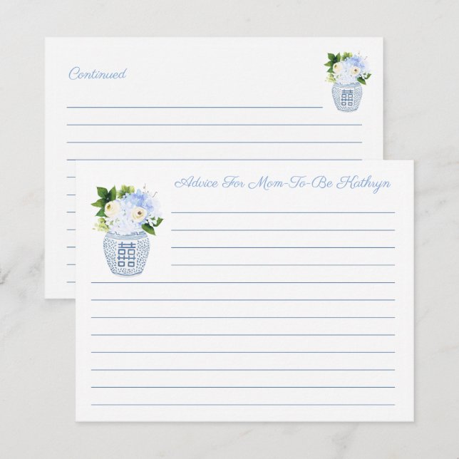 Conseil Bleu & Blanc Élégant Pour Nouvelle Carte M (Devant / Derrière)