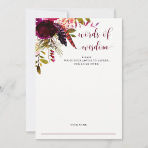 Conseil Boho Floral   Carte Fête des mariées