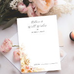 Conseil Bons souhaits et conseils carte pêche, crème flora<br><div class="desc">Cette carte de voeux et de conseil élégante est parfaite pour des événements floraux dans les teintes pêche et crème. Idéal pour tout événement, vous pouvez personnaliser le texte pour les réceptions mariages, les douches ou les diplômes, en ajoutant les noms de mariée et de mariée, ou les noms de...</div>