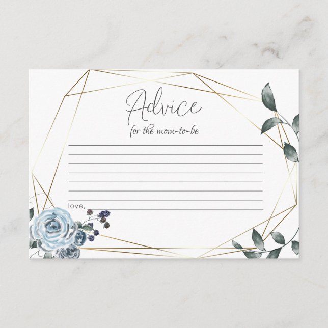 Conseil Carte baby shower Conseils Dusty Blue Floral (Devant)