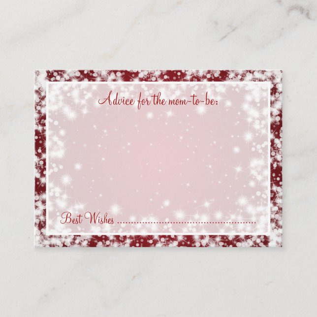Conseil Carte Baby shower Hiver Étincelle Rouge (Devant)