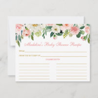 Carte baby shower Rose blanc Floral Gold Recette