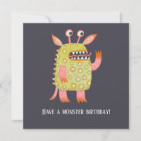Carte d'anniversaire des monstres amusants