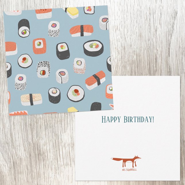 Conseil Carte d'anniversaire du sushi mignon (Sushi Japanese food art birthday card)