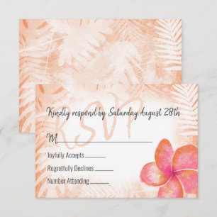 Conseil Carte de boîtier RSVP Tropical Coral Rose Plumeria