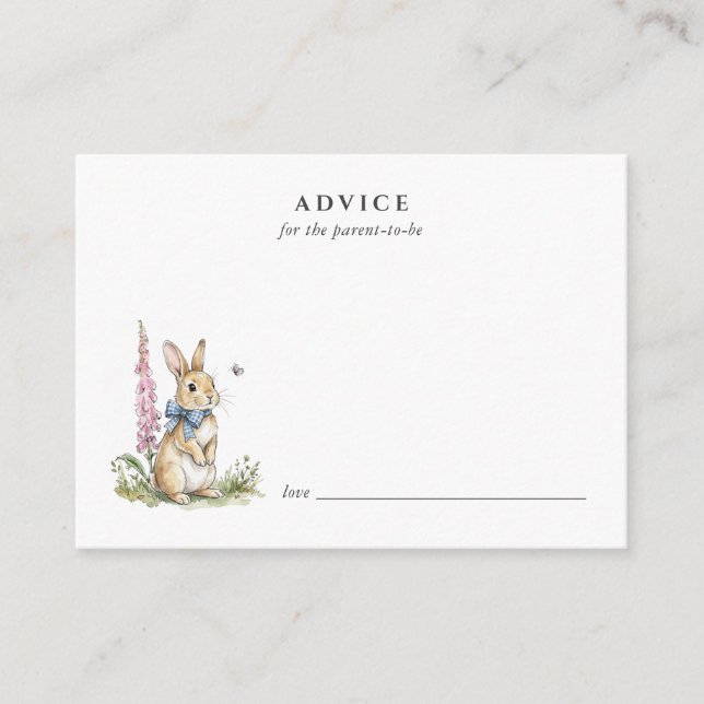 Conseil Carte de conseils bébé lapin aquarelle mignonne (Devant)